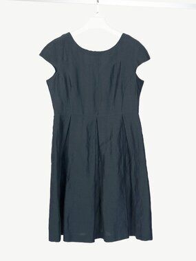 Weekend Max Mara Blue Linen-Shantung Pleated Dress